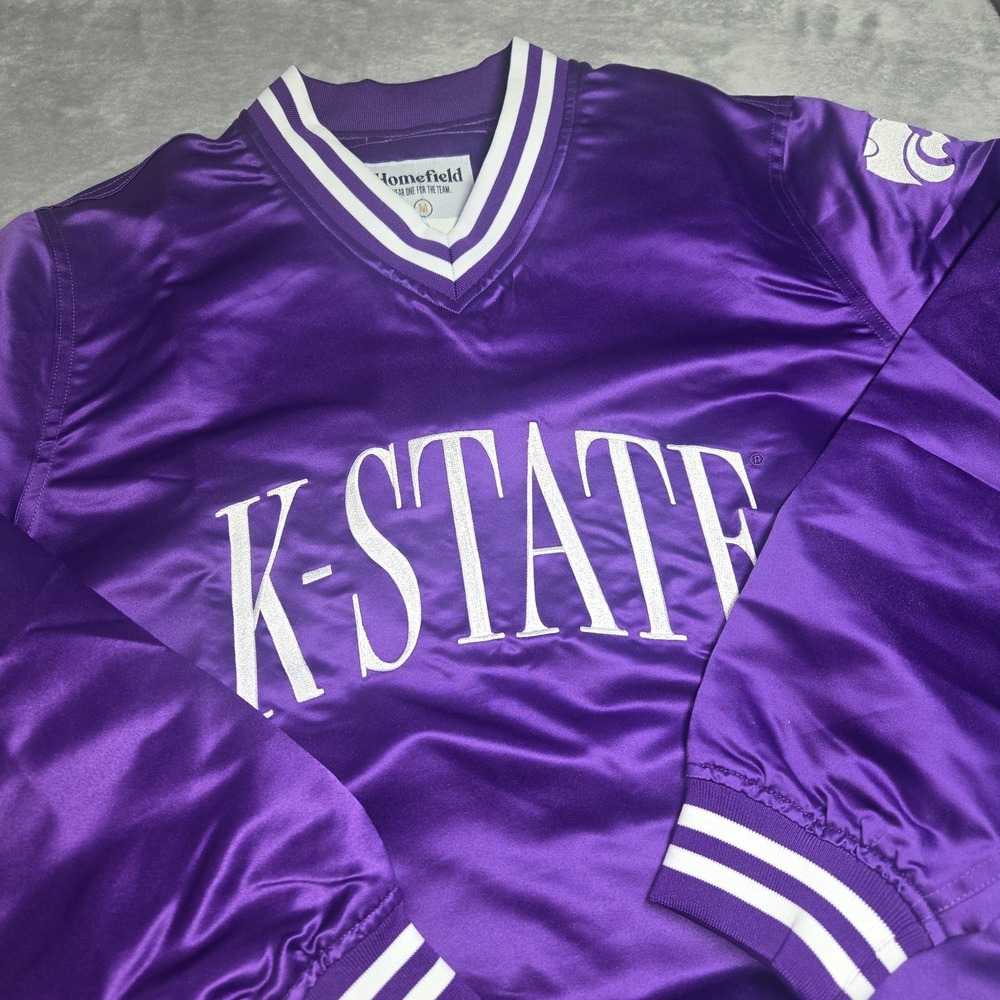 Homefield K State Wildcats Satin Bomber Jacket Purple Retro Mens M NCAA New